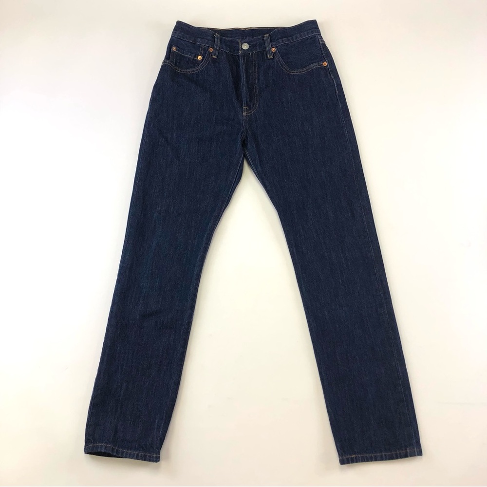 Levi’s 501 Dark wash womens straight leg cotton jeans Size 27” button fly